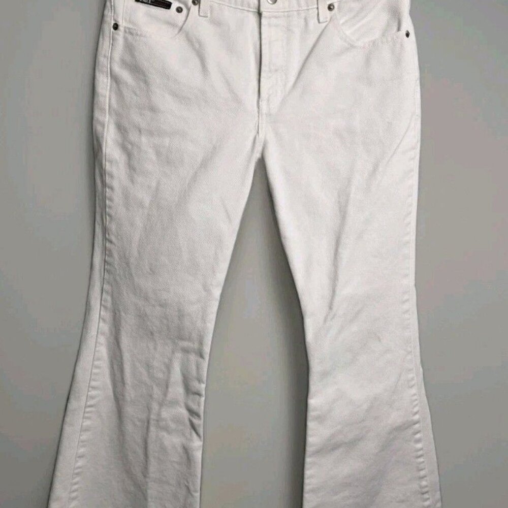 LEI JEANS Womens White Denim Zippered Flare Jeans Size  9